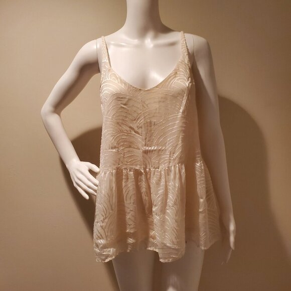 HD in Paris Anthropologie Cartier Textured Peplum Tank Top Ivory XS - Picture 4 of 6